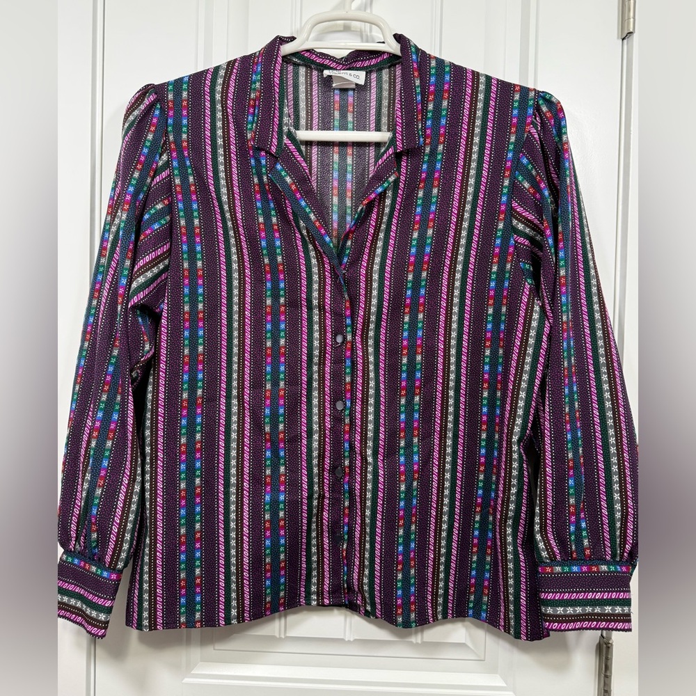 Levi Strauss & Co Multicolor Striped Western-Style Button-Up Shirt Pearl Buttons